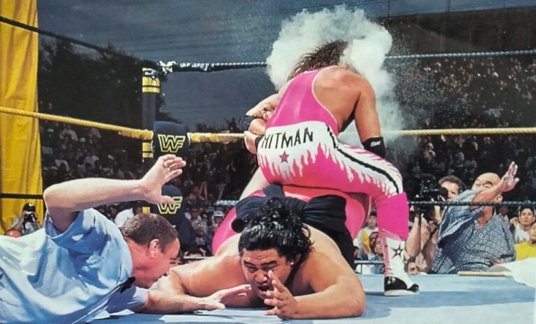 Bret-Hart-salt-in-eyes-Yokozuna-Mr-Fuji-WrestleMania-9-Controversy