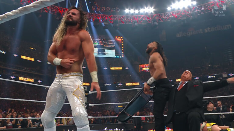 Seth-Rollins-Roman-Reigns-Paul-Heyman-WrestleMania-41-April-2025